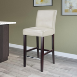 Antonio Bar Height Barstool in White Bonded Leather