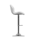 Adjustable Barstool in White Bonded Leather, set of 2