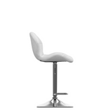 Adjustable Barstool in White Bonded Leather, set of 2