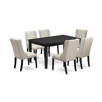 London Square 7-Piece Dining Table Set - Black Finish