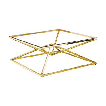 Clear Glass With Gold Plated Coffee Table