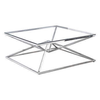 Clear Glass With Stainless Steel Coffee Table