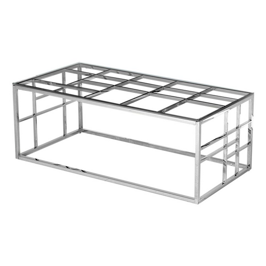 Clear Glass With Stainless Steel Rectangular Coffee Table