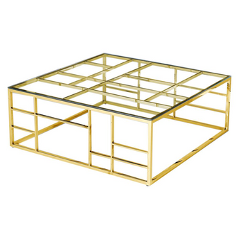 Clear Glass With Gold Plated Square Coffee Table
