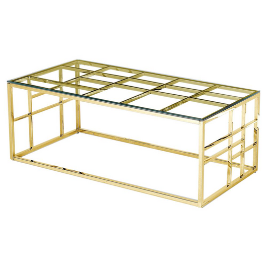 Clear Glass With Gold Plated Rectangular Coffee Table
