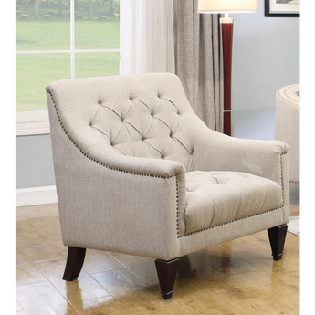 Carson Beige Linen w/ Nailheads Chair