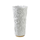 15.75" In Alba White/Gold Deco Vase