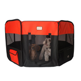 XL Portable Pet Playpen in Black and Red Combo