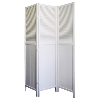 Bahama White Shutter Door 3-Panel Room Divider - White