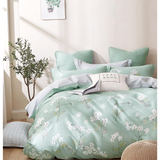 Bianca Blue Floral 100% Cotton Reversible Comforter Set Queen/Full