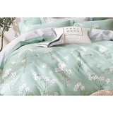 Bianca Blue Floral 100% Cotton Reversible Comforter Set Queen/Full