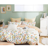 Estella Orange Floral 100% Cotton Reversible Comforter Set (King Size)