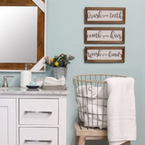 Stratton Home Decor Set of 3 Printed Linen Bathroom Rules Wall Art