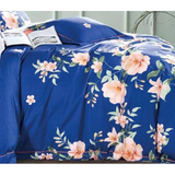Elizabeth Blue/Orange Floral 100% Cotton Reversible Comforter Set Twin XL