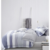 Wilhem Blue/White Striped 100% Cotton Reversible Comforter Set King