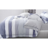 Wilhem Blue/White Striped 100% Cotton Reversible Comforter Set King