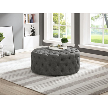 Anderson Modern Grey Linen Square Ottoman