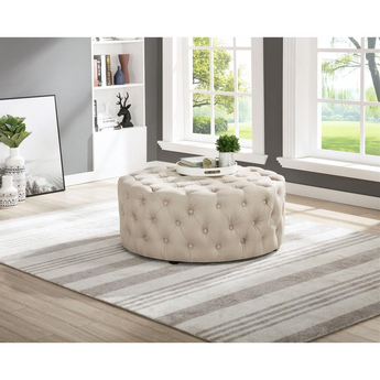 Anderson Modern Beige Linen Square Ottoman