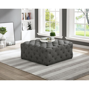 Kelly Modern Grey Linen Square Ottoman