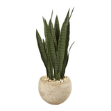 32in. Sansevieria Artificial Plant in Sand Colored Planter