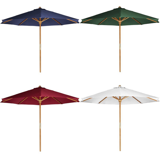 10-ft Teak Market Umbrella with Royal White Canopy