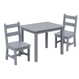 AdventureLand ™ Kids Solid Hardwood Table and Chair Set-Grey