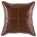 Cheyenne 100% Leather 22" Throw Pillow, Brown