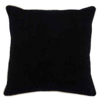 Valencia 100% Cotton 22” Throw Pillow, Black