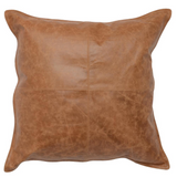 Cheyenne 100% Leather 22" Throw Pillow, Chestnut Brown