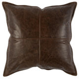 Cheyenne 100% Leather 22" Throw Pillow, Chocolate Brown