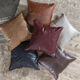 Cheyenne 100% Leather 22" Throw Pillow, Chocolate Brown