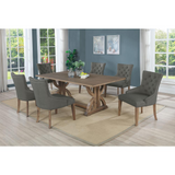 Zoey Gray Tufted Linen Dining Chairs (Set of 2)