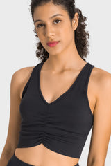 Gathered Detail Halter Neck Sports Bra