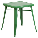 Commercial Grade 23.75" Square Green Metal Indoor-Outdoor Table