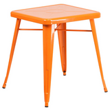 Commercial Grade 23.75" Square Orange Metal Indoor-Outdoor Table