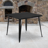 Commercial Grade 35.5" Square Black Metal Indoor-Outdoor Table