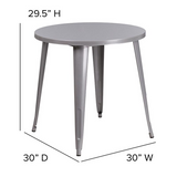 Commercial Grade 30" Round Silver Metal Indoor-Outdoor Table
