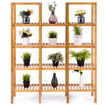 Multifunctional Bamboo Bookshelf Bookcase Flower Plant Stand Display Storage Rack Unit Closet Home Furniture