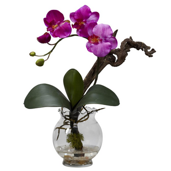Mini Phalaenopsis with Fluted Vase Silk Flower Arrangement