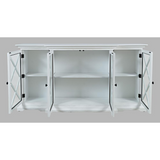 Carrington Contemporary Wire Brushed 70" Breakfront Accent Cabinet in Brushed White