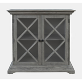 Carrington Contemporary Wire Brushed Two Door Accent Cabinet in Brushed Grey