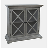 Carrington Contemporary Wire Brushed Two Door Accent Cabinet in Brushed Grey