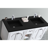 Odyssey - 60 - White Cabinet + Matte Black VIVA Stone Solid Surface Countertop
