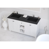 Odyssey - 60 - White Cabinet + Matte Black VIVA Stone Solid Surface Countertop