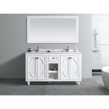Odyssey - 60 - White Cabinet + White Stripes Marble Countertop