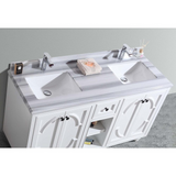 Odyssey - 60 - White Cabinet + White Stripes Marble Countertop