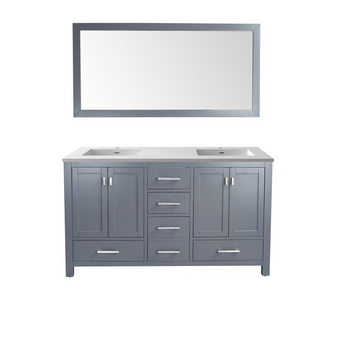 Wilson 60 - Grey Cabinet + Matte White VIVA Stone Solid Surface Countertop