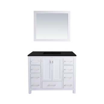 Wilson 42 - White Cabinet + Matte Black VIVA Stone Solid Surface Countertop
