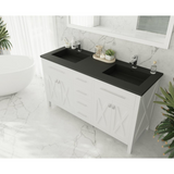 Wimbledon - 60 - White Cabinet + Matte Black VIVA Stone Solid Surface Countertop