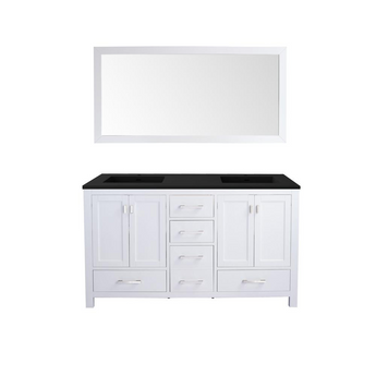 Wilson 60 - White Cabinet + Matte Black VIVA Stone Solid Surface Countertop
